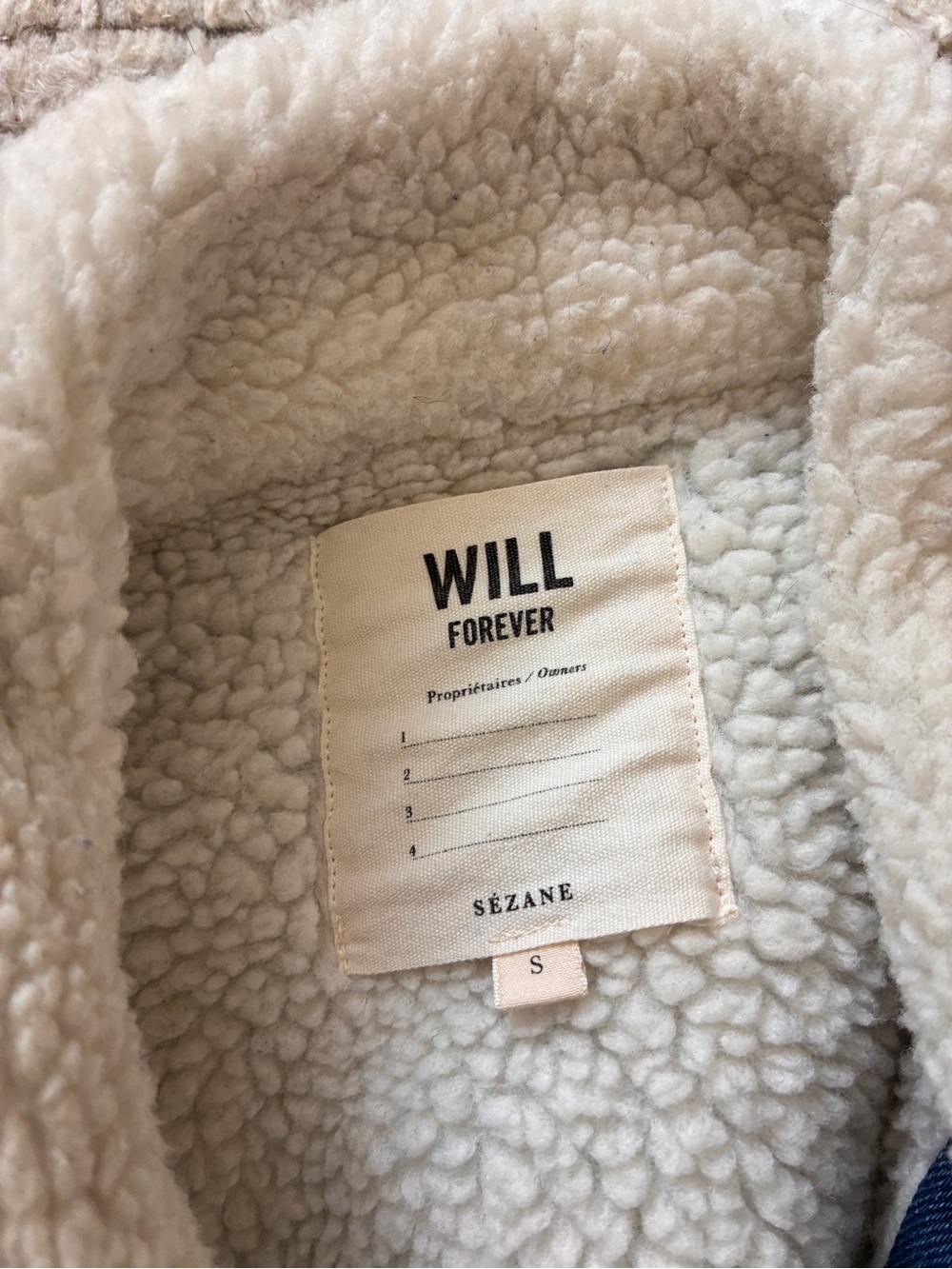 RARE Sezane Will Denim Jacket Indigo faux sheepskin/sherpa lining, size small - Picture 4 of 9